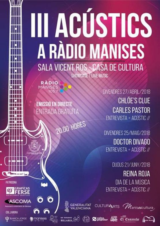 cartel acustics radio - reina roja